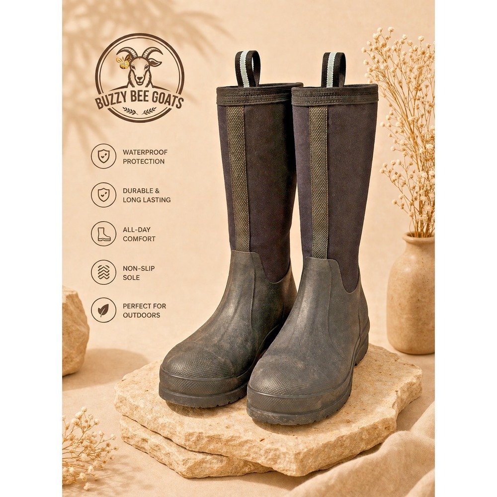 MUCK BOOT COMPANY BLACK WATERPROOF CHORE BOOTS RUBBER WORK OUTDOOR MENS 6